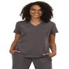 KOI Next Gen Ready to Work Women's 1-Pocket Tuck-in Scrub Top Heather Grey 3X-Large view 3
