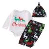 Zekky Newborn Baby Boy Deer Printed White Romper Top Camouflage Pants Set 3Pcs, White-2, 9-12 Months view 1