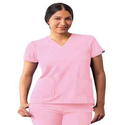 Adar Uniforms Women's Modern V-Neck Scrub Top - A6008 - Soft Pink - XXS