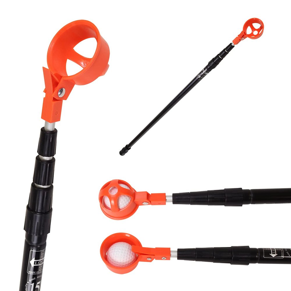 JP Lann Player Supreme Golf Ball Retriever, Orange Hinge Cup 18ft, Golf Ball Retriever Telescopic for Water, Orange Cup for Water Visibility