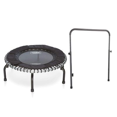 JumpSport 370 Indoor Lightweight Heavy Duty 39-Inch Heavy Duty Fitness Trampoline with Handle Bar Accessory, Black
