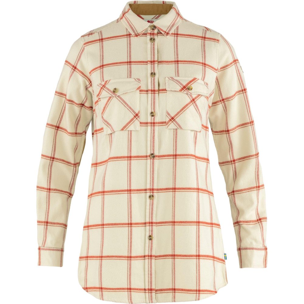 Fjallraven F84134113-321S Ovik Twill Shirt LS W Chalk White-Cabin Red S