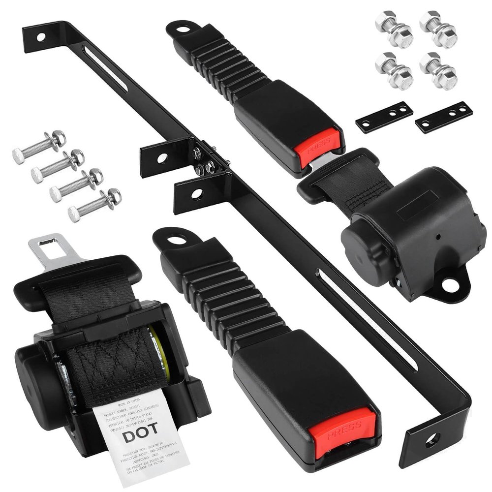 MOSNAI 61 Inch DOT Golf Car Seat Belt Kit for EZGO TXT Club Car DS Yamaha, Not Fit EZGO RXV, Club Car Precedent/Onward/Tempo and Yamaha G2, G9, G29 Drive, Drive 2