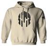 0146. Military Patriotic Molon Labe Spartan Helmet American Flag Sweatshirt Pullover Hoodie (Beige, Medium) view 1
