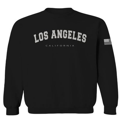 VICES AND VIRTUESS 0377. Los Angeles California Cali LA Retro Graphic Men's Crewneck Sweatshirt (Black Large)