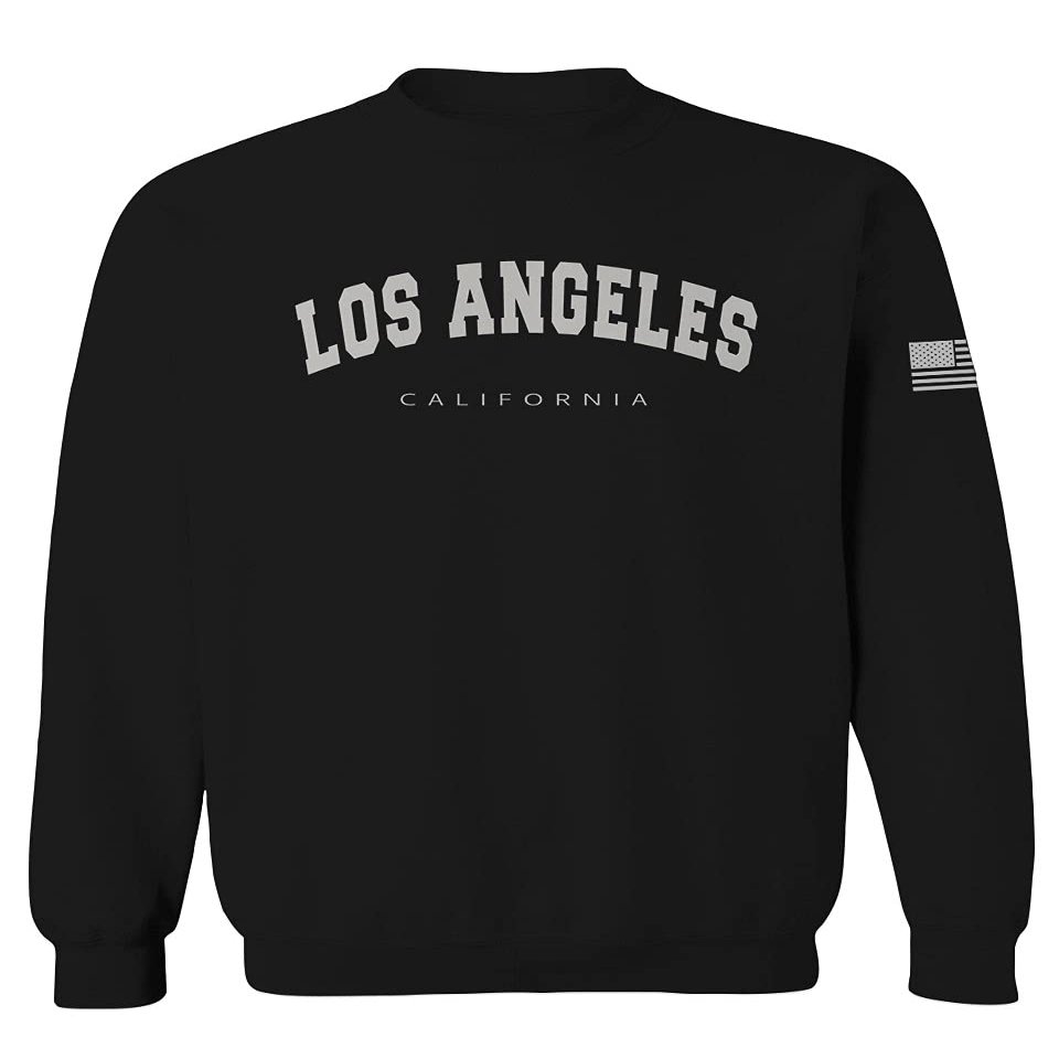 VICES AND VIRTUESS 0377. Los Angeles California Cali LA Retro Graphic Men's Crewneck Sweatshirt (Black Large)