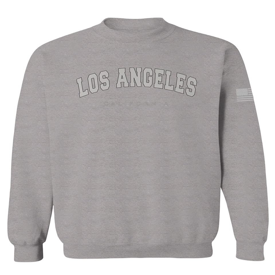 VICES AND VIRTUESS 0377. Los Angeles California Cali LA Retro Graphic Men's Crewneck Sweatshirt (Light Gray Small)