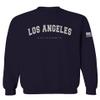 VICES AND VIRTUESS 0377. Los Angeles California Cali LA Retro Graphic Men's Crewneck Sweatshirt (Navy Small) view 1