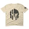 0146. Military Patriotic Molon Labe Spartan Helmet American Flag for Men T Shirt (Beige 2X-Large) view 1