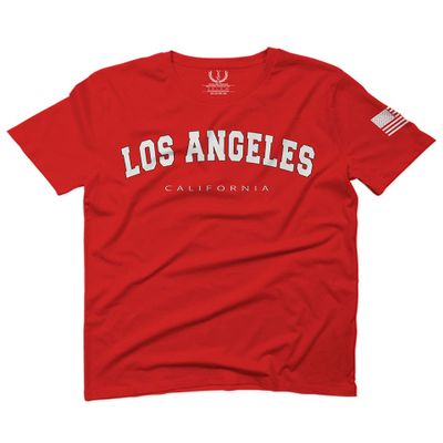 0377. Los Angeles California Cali LA Retro Graphic for Men T Shirt (Red, 2X-Large)