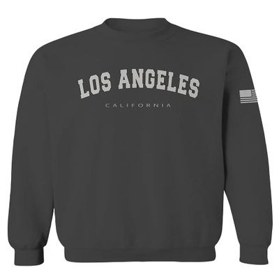VICES AND VIRTUESS 0377. Los Angeles California Cali LA Retro Graphic Men's Crewneck Sweatshirt (Characol X-Large) Charcoal
