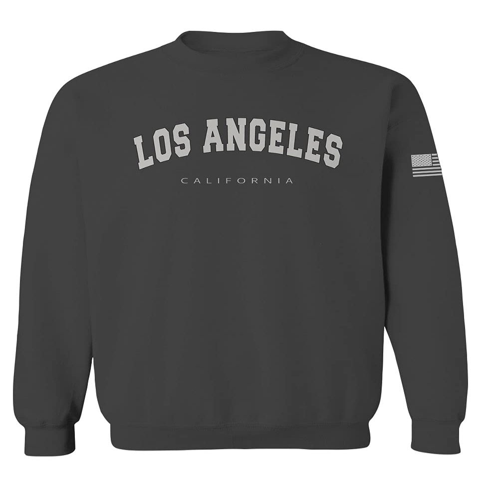 VICES AND VIRTUESS 0377. Los Angeles California Cali LA Retro Graphic Men's Crewneck Sweatshirt (Characol X-Large) Charcoal