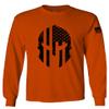 0146. Military Patriotic Molon Labe Spartan Helmet American Flag Men's Long Sleeve t Shirt (Orange Medium) view 1
