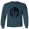 0146. Military Patriotic Molon Labe Spartan Helmet American Flag Men's Long Sleeve t Shirt (Indigo Blue Medium) view 1