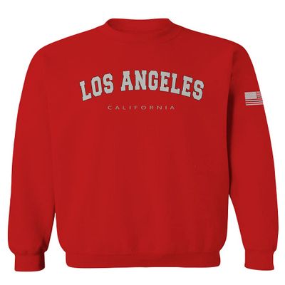 0377. Los Angeles California Cali LA Retro Graphic Men's Crewneck Sweatshirt (Red, X-Large)