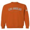 VICES AND VIRTUESS 0377. Los Angeles California Cali LA Retro Graphic Men's Crewneck Sweatshirt (Orange Medium) view 1