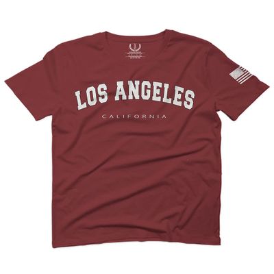 0377. Los Angeles California Cali LA Retro Graphic for Men T Shirt (Maroon, 2X Largel)