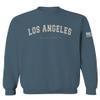VICES AND VIRTUESS 0377. Los Angeles California Cali LA Retro Graphic Men's Crewneck Sweatshirt (Indigo Blue Medium)