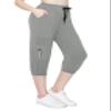 ALWAYS Women's Capri Jogger Pants - High Waisted Soft Zipper Casual Sweat Pants Grey S view 1