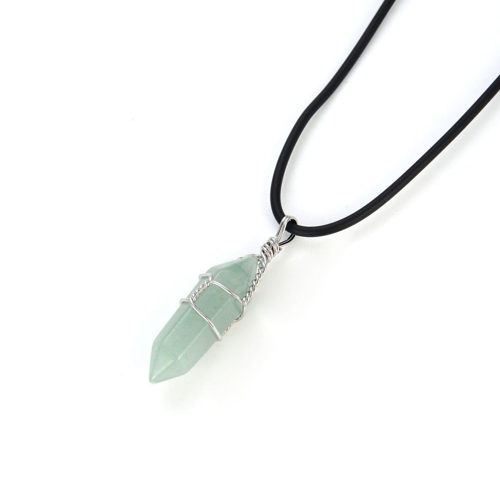 Adabele 1pc Real Natural Green Aventurine Gemstone Drop Pendant Necklace Healing Reiki Chakras Energy Rock 18 Inch Women Men Leather Cord Jewelry GGP-H8