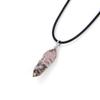 Adabele 1pc Real Natural Rhodonite Pink Black Gemstone Drop Pendant Necklace Healing Reiki Chakras Energy Rock 18 Inch Women Men Leather Cord Jewelry GGP-H10 view 1