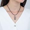 Adabele 1pc Real Natural Rhodonite Pink Black Gemstone Drop Pendant Necklace Healing Reiki Chakras Energy Rock 18 Inch Women Men Leather Cord Jewelry GGP-H10 view 2