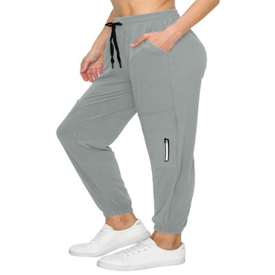 ALWAYS Women's Zipper Jogger Track Pants - Premium Soft Stretch Sweatpants Grey XL