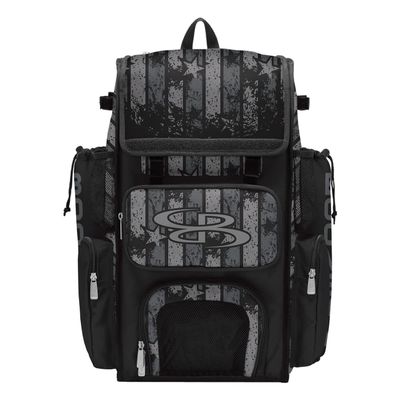 Boombah Superpack Bat Bag - Backpack Version (no wheels) - Holds 4 Bats - USA Freedom Black Ops Black/Charcoal