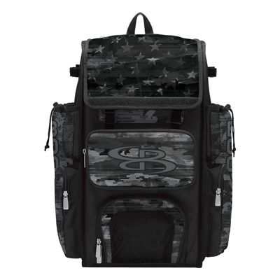 Boombah Superpack Bat Bag - Backpack Version (no wheels) - Holds 4 Bats - USA Mission Black Ops Black/Charcoal
