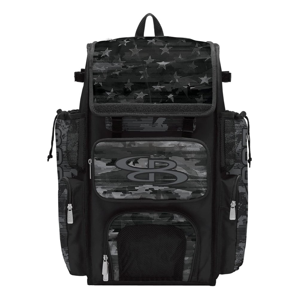 Boombah Superpack Bat Bag - Backpack Version (no wheels) - Holds 4 Bats - USA Mission Black Ops Black/Charcoal