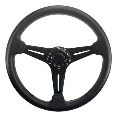 Pactrade Marine Boat Pontoon Non-Magnetic Steering Wheel Aluminum Frame Polyurethane (PU) Sleeves 3 Spokes 13" Diameter Aluminum Hub with 3/4" Tapered Bore Black
