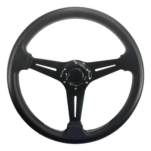 Pactrade Marine Boat Pontoon Non-Magnetic Steering Wheel Aluminum Frame Polyurethane (PU) Sleeves 3 Spokes 13" Diameter Aluminum Hub with 3/4" Tapered Bore Black