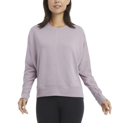 Danskin Women's Long Sleeve Wash Pullover Sweatshirt, Dusted Lilac, X-Large