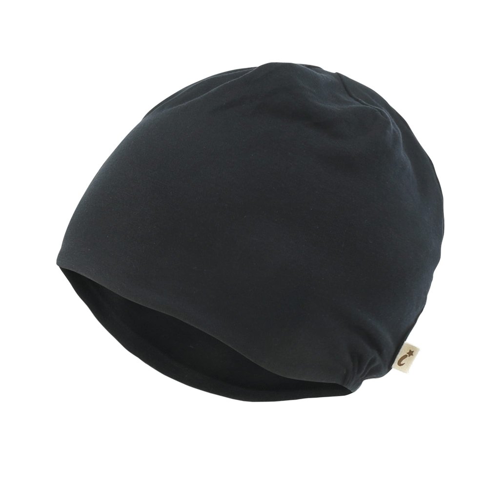 ililily Tencel Lyocell Color Kids' Beanie Ultra Soft Children Head Cover Hat, Black