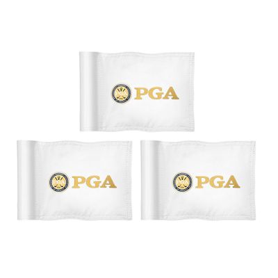 COGOLFING Golf Flag Mini, Double-Sided PGA National Flag with Regular Tube, Double-Sewn Durable 420D Nylon Golf Pin Flags for Backyard Landscape, 8"L x 6"H, White, 3-pack