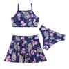 Kaerm Kids Girls 3Pcs Bikini Tankini Set Swimsuit Floral Print Rash Guard Bathing Suit Swimwear Navy Blue Floral 4 Years view 4