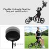 GYMAX Golf Push Cart, Foldable 3-Wheel Height Adjustable Lightweight Caddy Cart with Umbrella Holder, Hydraulic Seat, Storage Bag & Cup Holder, Golf Trolley for Club (Gray) view 3