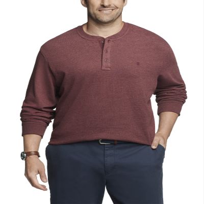 IZOD Men's Tall Saltwater Long Sleeve Henley Shirt, Port Royale, 4X-Large Big