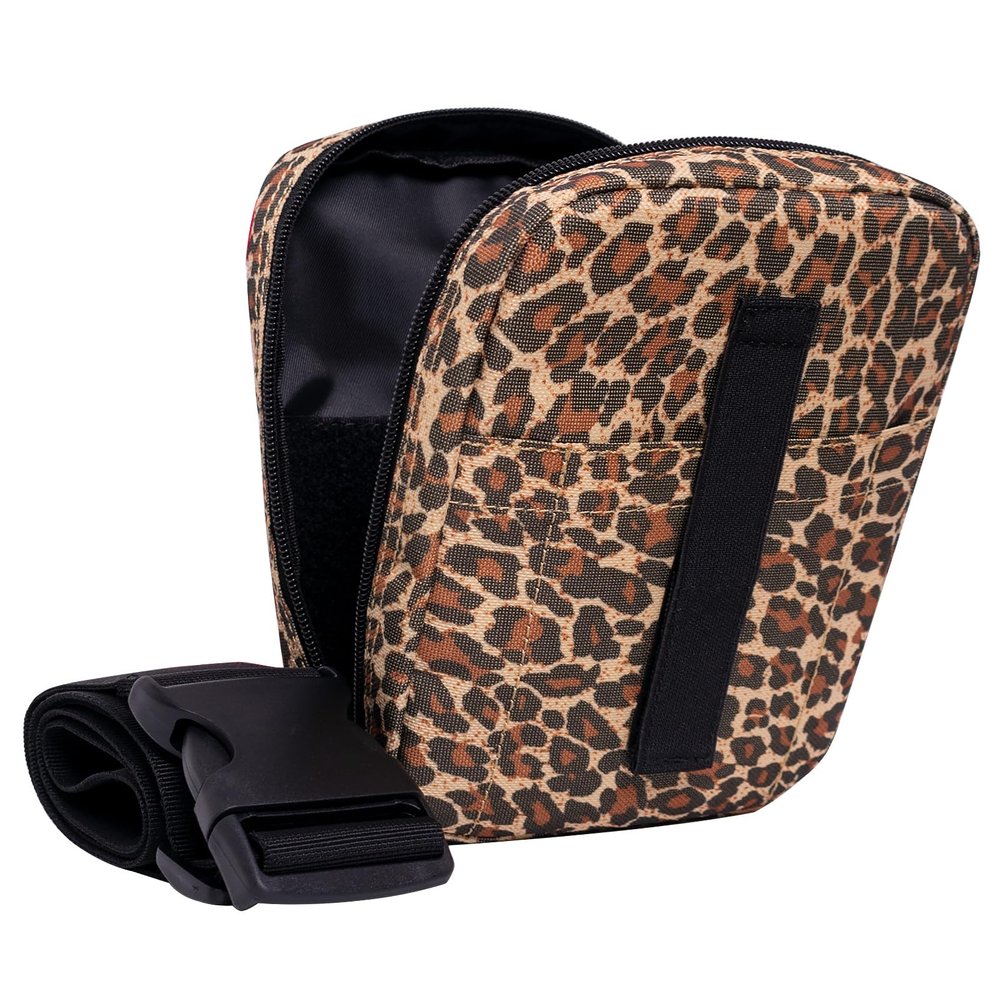 POYOLEE Women's Concealed Carry Gun Bag Tactical Soft Pistol Case Wide Nylon Belt Holster Pouch Waist Fanny Pack Fits Mid Compact Handguns for Everyday Carry (Leopard)