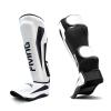 FIVING MMA Martial Arts Shin Guards  Padded, Adjustable Muay Thai Leg Guards with Instep Protection for Kickboxing/MMA Training and Sparring  Durable, Professional MMA Equipment (White, Large) view 1