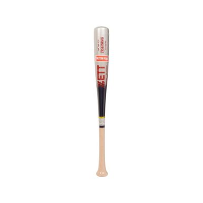 Zett BTT14184 Baseball Training Bat, Wooden (Hard Maple), Real Striking Capable, 33.1 inches (84 cm), 23.2 oz (1,000 g) Average, Navy x Silver (2913GE)