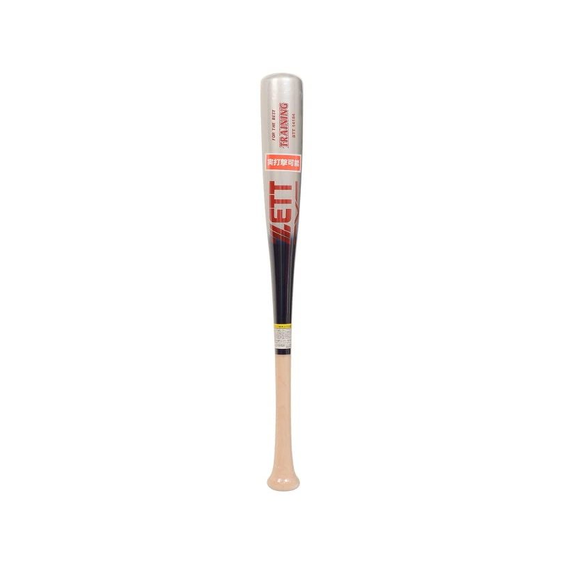 Zett BTT14184 Baseball Training Bat, Wooden (Hard Maple), Real Striking Capable, 33.1 inches (84 cm), 23.2 oz (1,000 g) Average, Navy x Silver (2913GE)