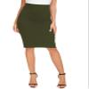 EXCHIC Women's High Waist Bodycon Pencil Skirt Stretchy Knee Length Midi Skirts for Busines Casual (Army Green, Small) view 3