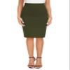 EXCHIC Women's High Waist Bodycon Pencil Skirt Stretchy Knee Length Midi Skirts for Busines Casual (Army Green, Small) view 4