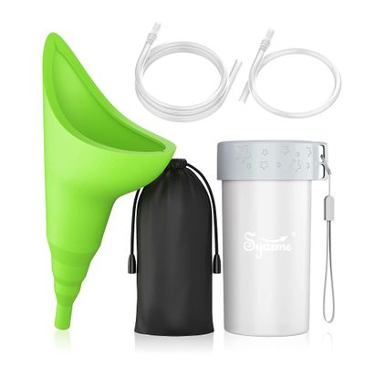 Female Urination Device,Portable Reusable Urinal Funnel with 10" & 31" Extension Tubes,Folding Storage, Suitable for Travel, Festivals, Camping, Traffic Jams,Includes Waterproof Bag, Waterproof Cup