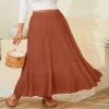 NASHALYLY Women's Chiffon Elastic High Waist Pleated A-Line Flared Maxi Skirts?Coffee2,L view 2