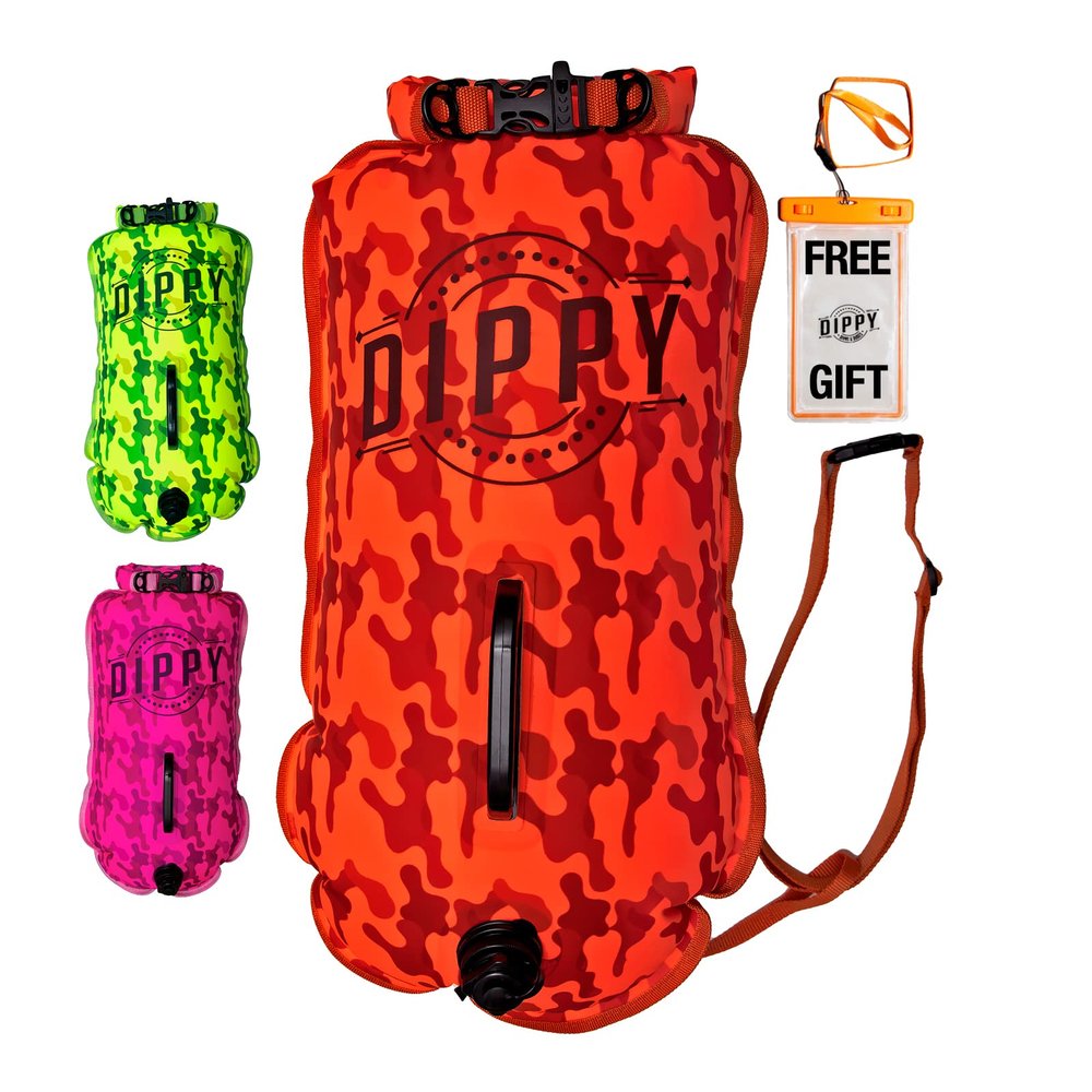 DIPPY Swim Buoy for Open Water Swimmers | 28L Waterproof Bag | Tow Float Swim Bubble for Adults | Triathlon Dry Bag | Wild Swimming Float | Swimmer Safety Gear | Drybag Swimming Accessories
