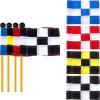 4 Pieces Checkered Golf Flag with Tube Inserted Putting Green Flags, 9 L x 6 H Inch, Nylon Mini Pin Flags for Yard Outdoor Home Backyard Garden Portable Training Practicing Golf Target Flags view 1