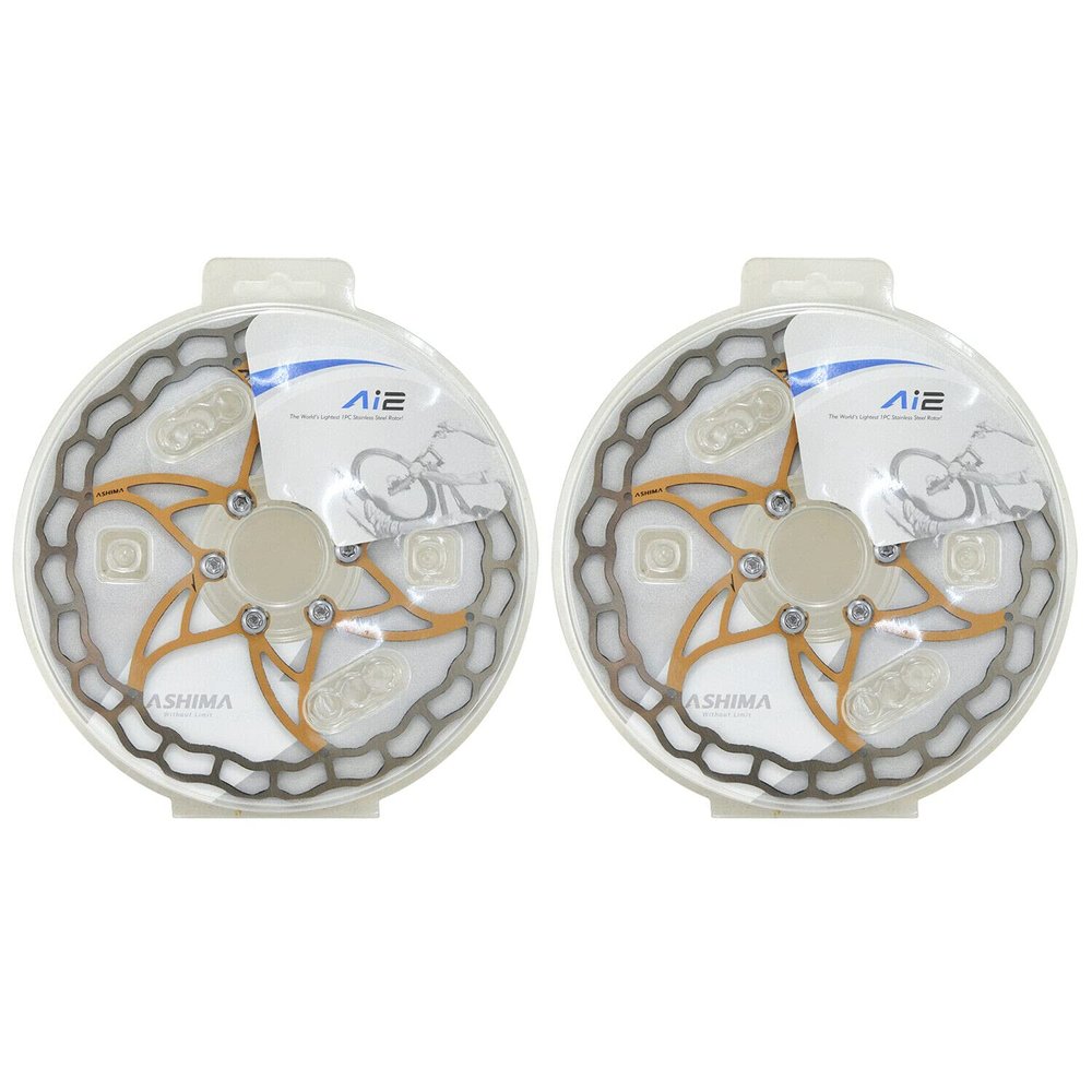 ASHIMA-LTD Ai2 ARO-09 Lightest Disc Brake Rotor 160mm 73g,2PCs, Gold,AS2365