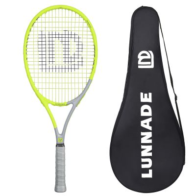 LUNNADE Adults Tennis Racket 27 Inch, Shockproof Carbon Fiber Tennis Racquet Light-Weight, Pre-Strung and Regrip, Suitable for Beginners to Intermediate Players